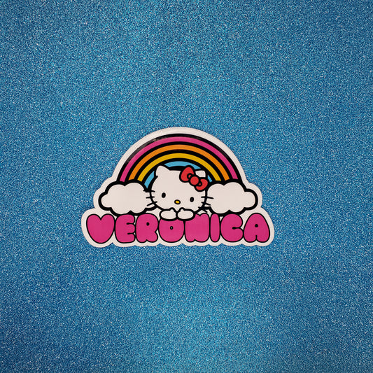 Custom Hello Kitty Rainbow Sticker or Magnet